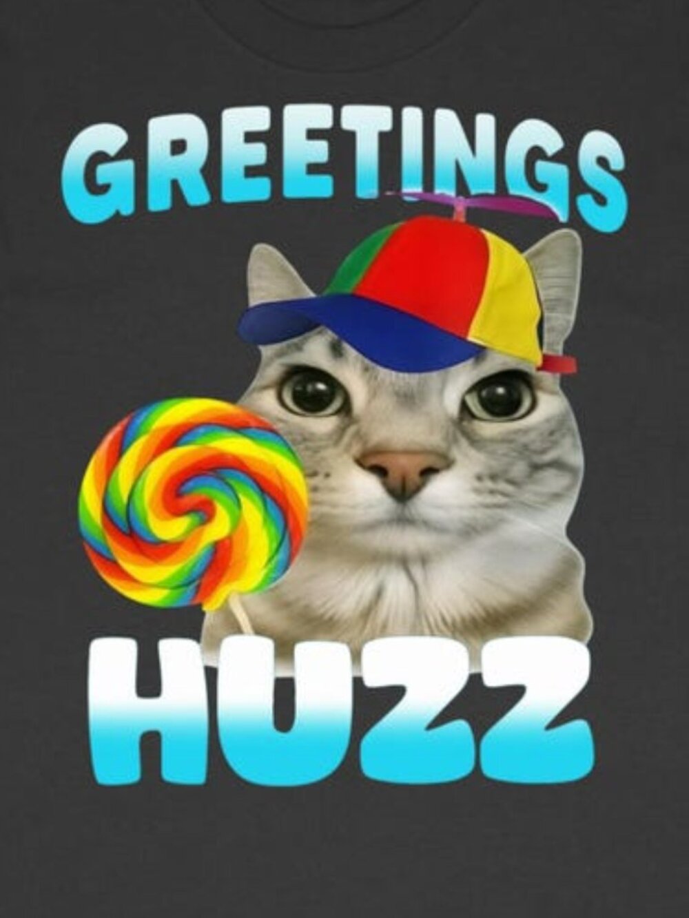 Greetings Huzz Shirt, Funny Cat Shirt, Cat Meme Shirt, Dumb Meme Shirt - Picture 2 of 4